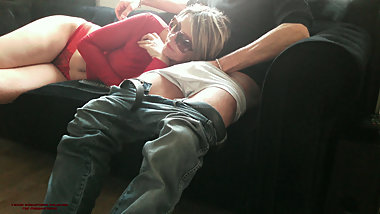 FRESH 47 year old 100% amateur mom surprised takes stepson's cock she swallows