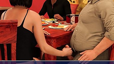 Lily of the Valley - Crazy Cheating Wife Jerks Off to a Random Old Guy at Dinner Table near her Cuckold Husband - #5