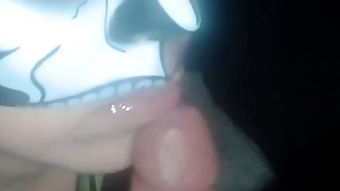 Masked wife sucks cock after party - Bree Loves